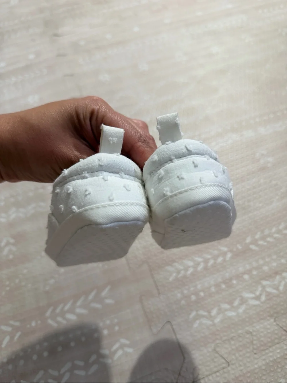 Baby Slip-On Walker Shoes in White with Dot Texture
